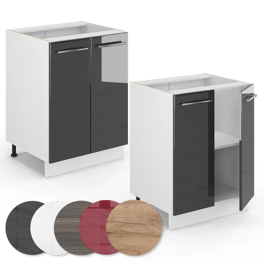Vicco Mobiletto base cucina Fame-Line, Antracite lucido, 60 cm - immagine 6