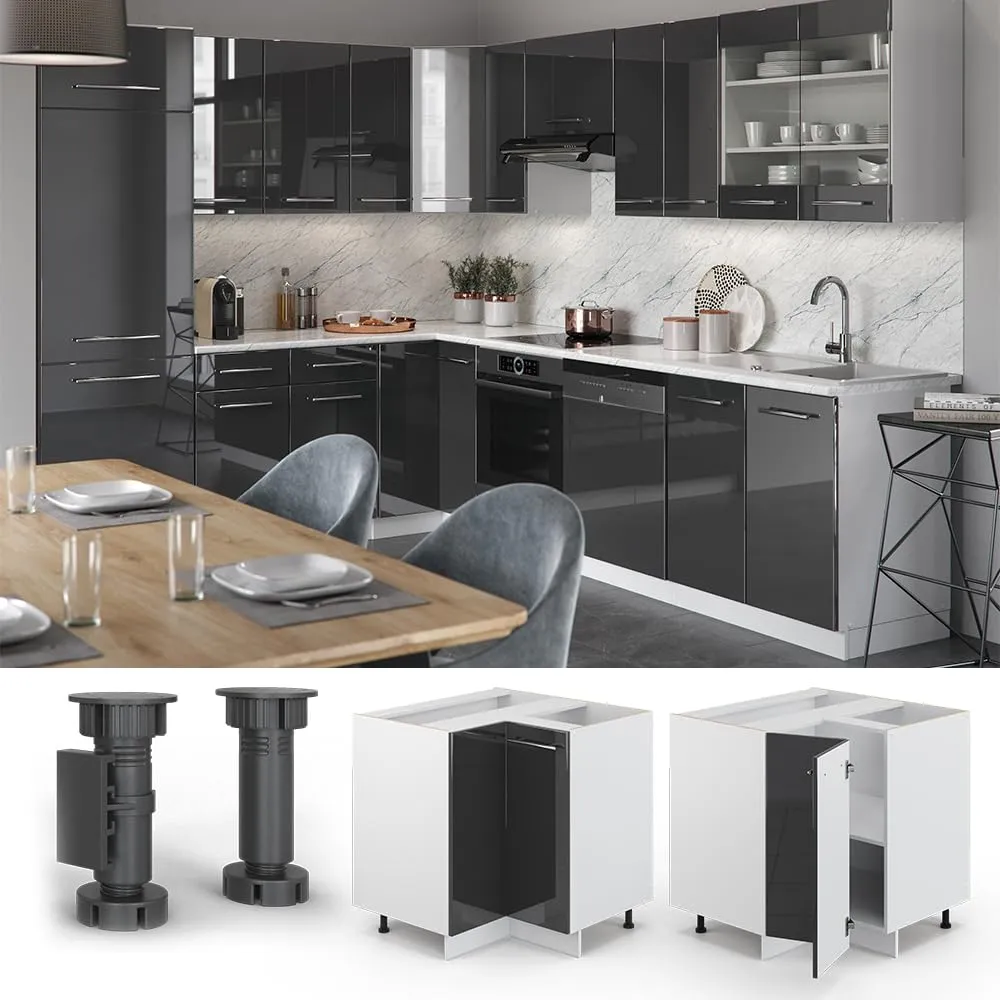 Vicco Mobile ad Angolo Cucina Fame-Line, Antracite Lucido, 80.5 cm - immagine 4