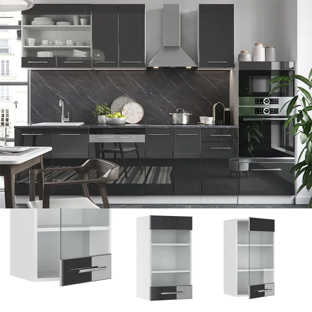 Vicco Fame-Line Mobile da cucina in vetro, Antracite lucido, 40 cm - immagine 2