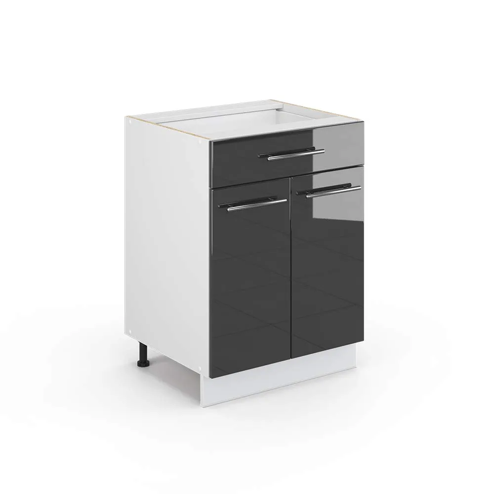 Vicco Mobiletto base per cucina Fame-Line, Antracite lucido, 60 cm - immagine 1
