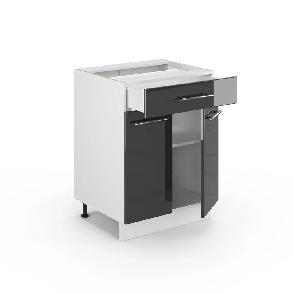 Vicco Mobiletto base per cucina Fame-Line, Antracite lucido, 60 cm - immagine 5