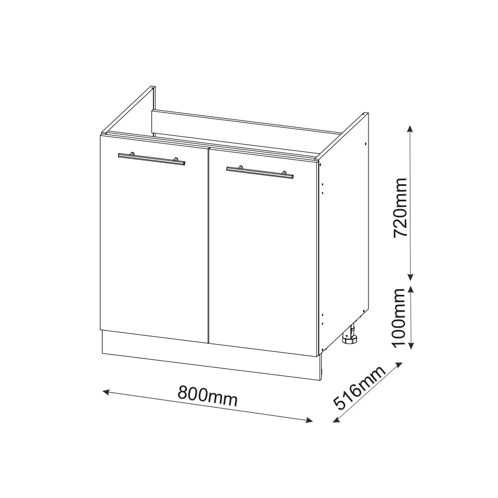 Vicco Mobile Lavello Cucina Fame-Line, Bianco Lucido, 80 cm - immagine 2