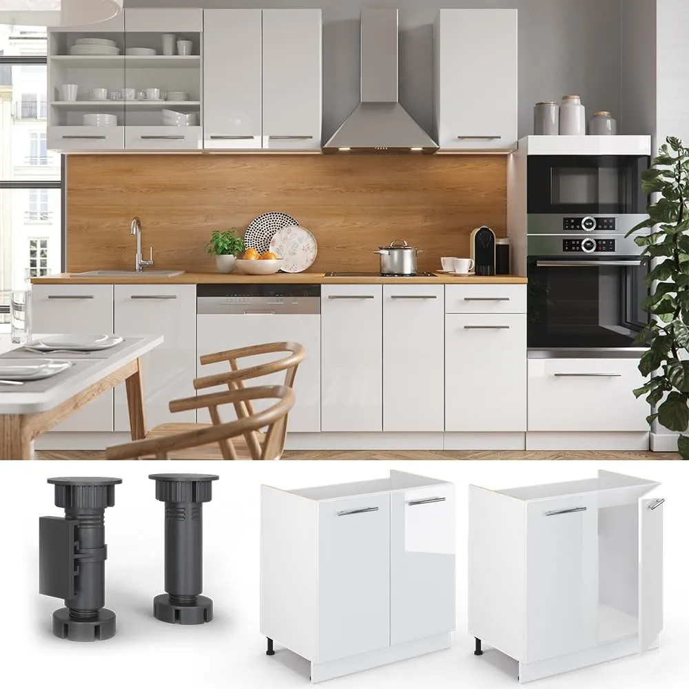 Vicco Mobile Lavello Cucina Fame-Line, Bianco Lucido, 80 cm - immagine 4