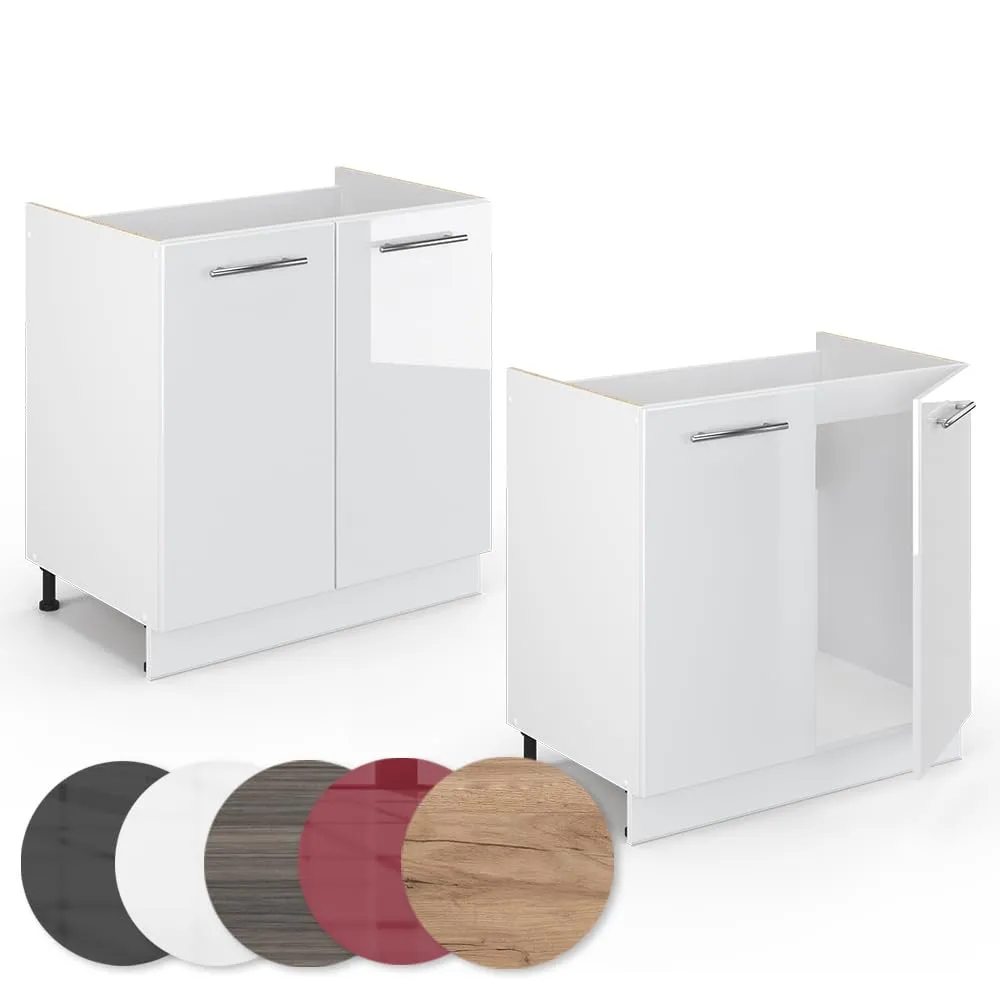 Vicco Mobile Lavello Cucina Fame-Line, Bianco Lucido, 80 cm - immagine 6