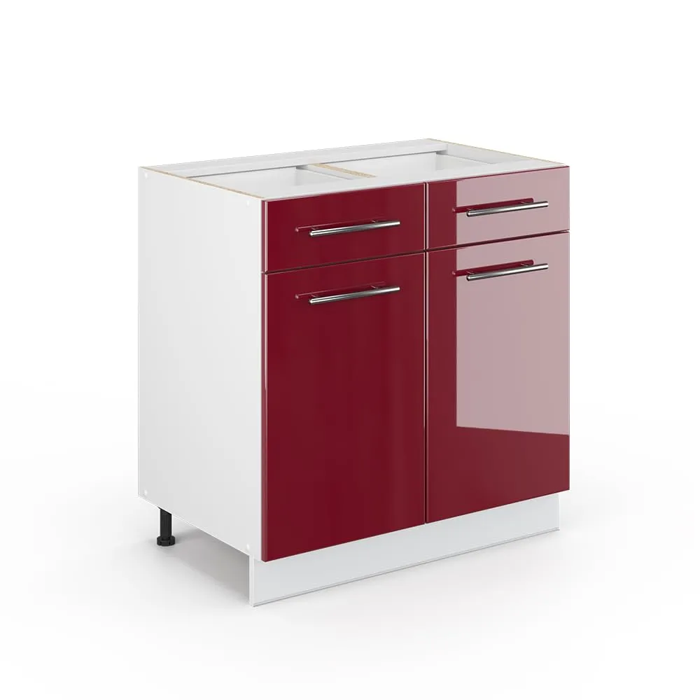 Vicco Mobiletto base per cucina Fame-Line, Bordeaux lucido, 80 cm - immagine 1