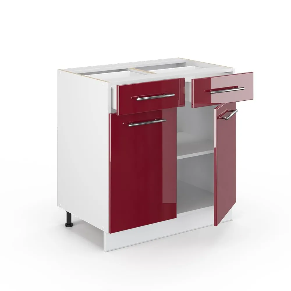 Vicco Mobiletto base per cucina Fame-Line, Bordeaux lucido, 80 cm - immagine 5