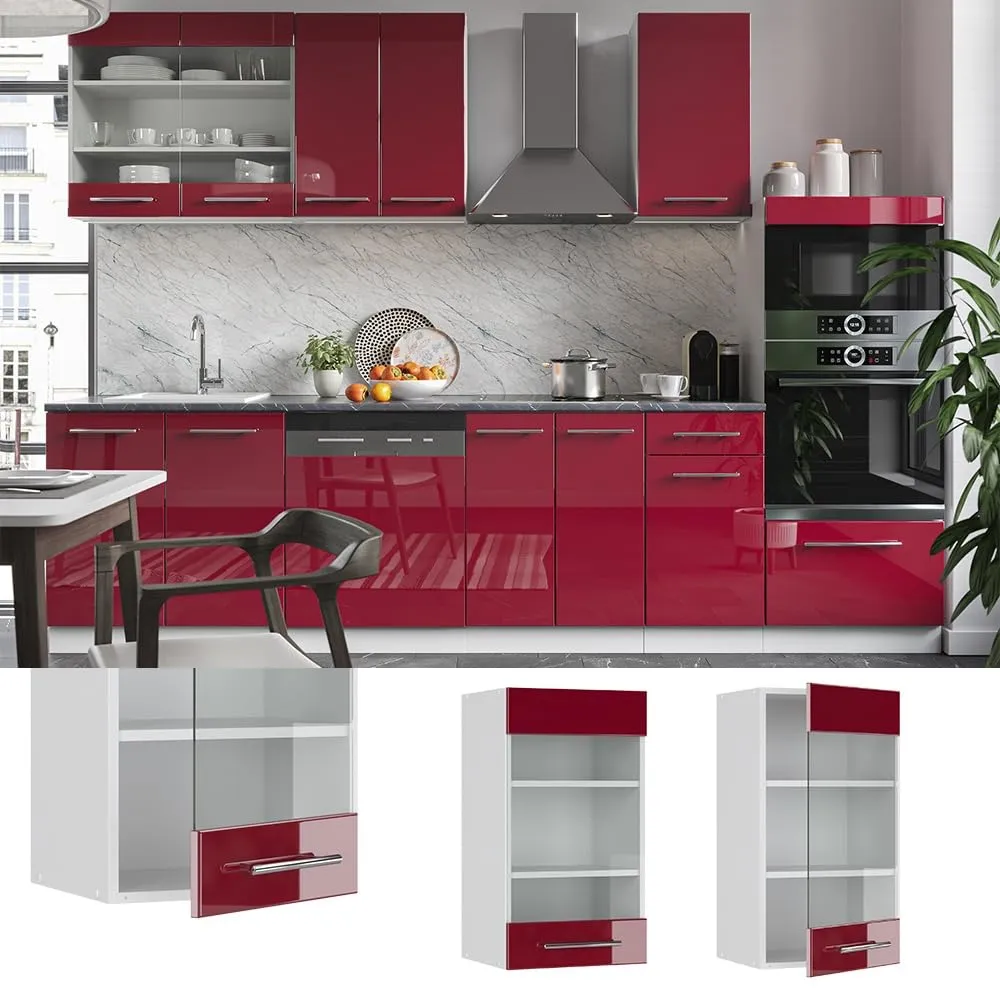 Vicco Mobile da cucina in vetro Fame-Line, Bordeaux lucido, 40 cm - immagine 2