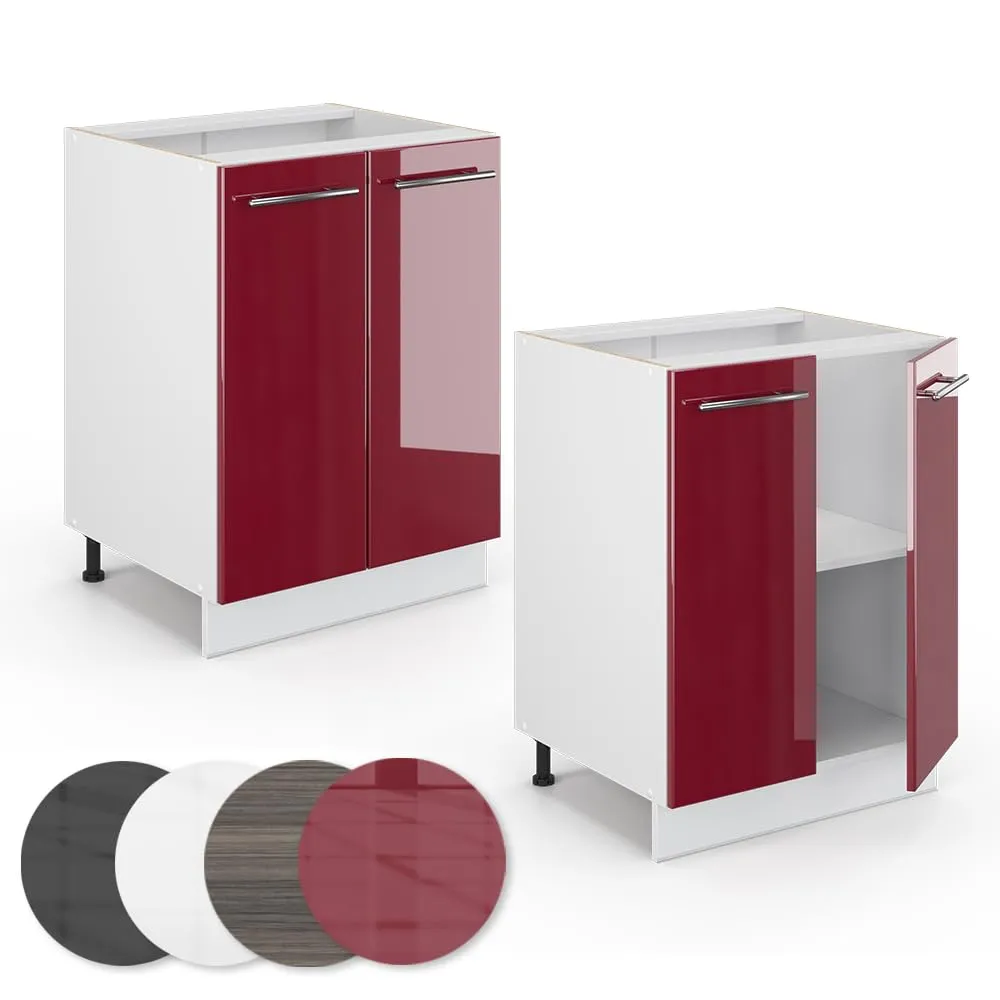 Vicco Fame-Line Mobiletto Base Cucina, Bordeaux Lucido, 60 cm - immagine 6