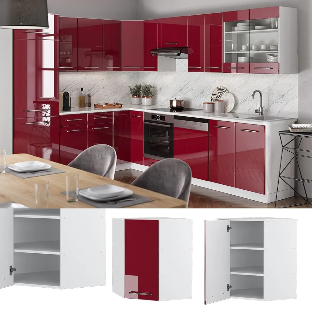Vicco Mobile angolare da cucina Fame-Line, Bordeaux lucido, 57 cm - immagine 2
