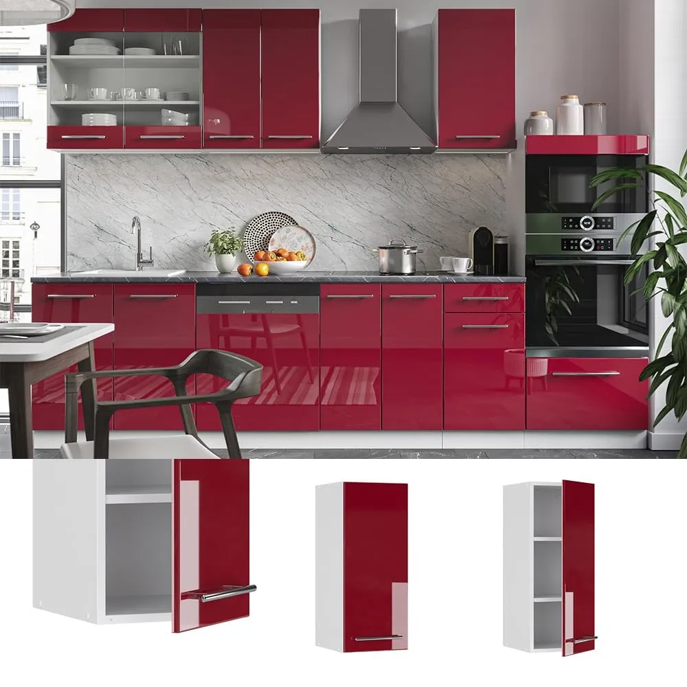 Vicco Pensile da cucina Fame-Line, Bordeaux lucido, 30 cm - immagine 2