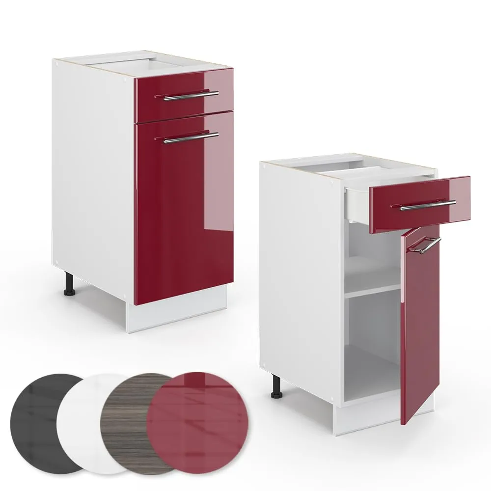 Vicco Mobiletto base per cucina Fame-Line, Bordeaux lucido, 40 cm - immagine 6