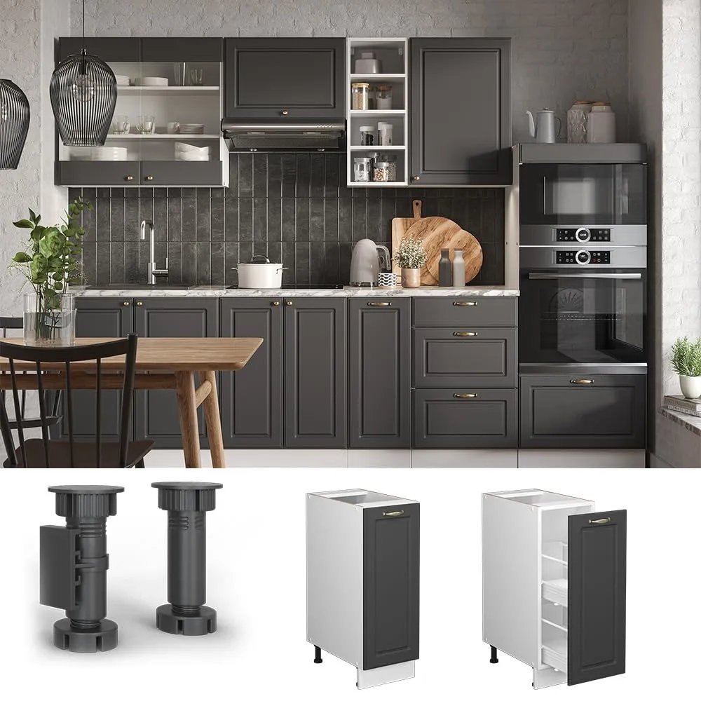 Vicco Fame-Line Dispensa Cucina con Cassetto Estraibile, Antracite-Oro, 30 cm - immagine 4