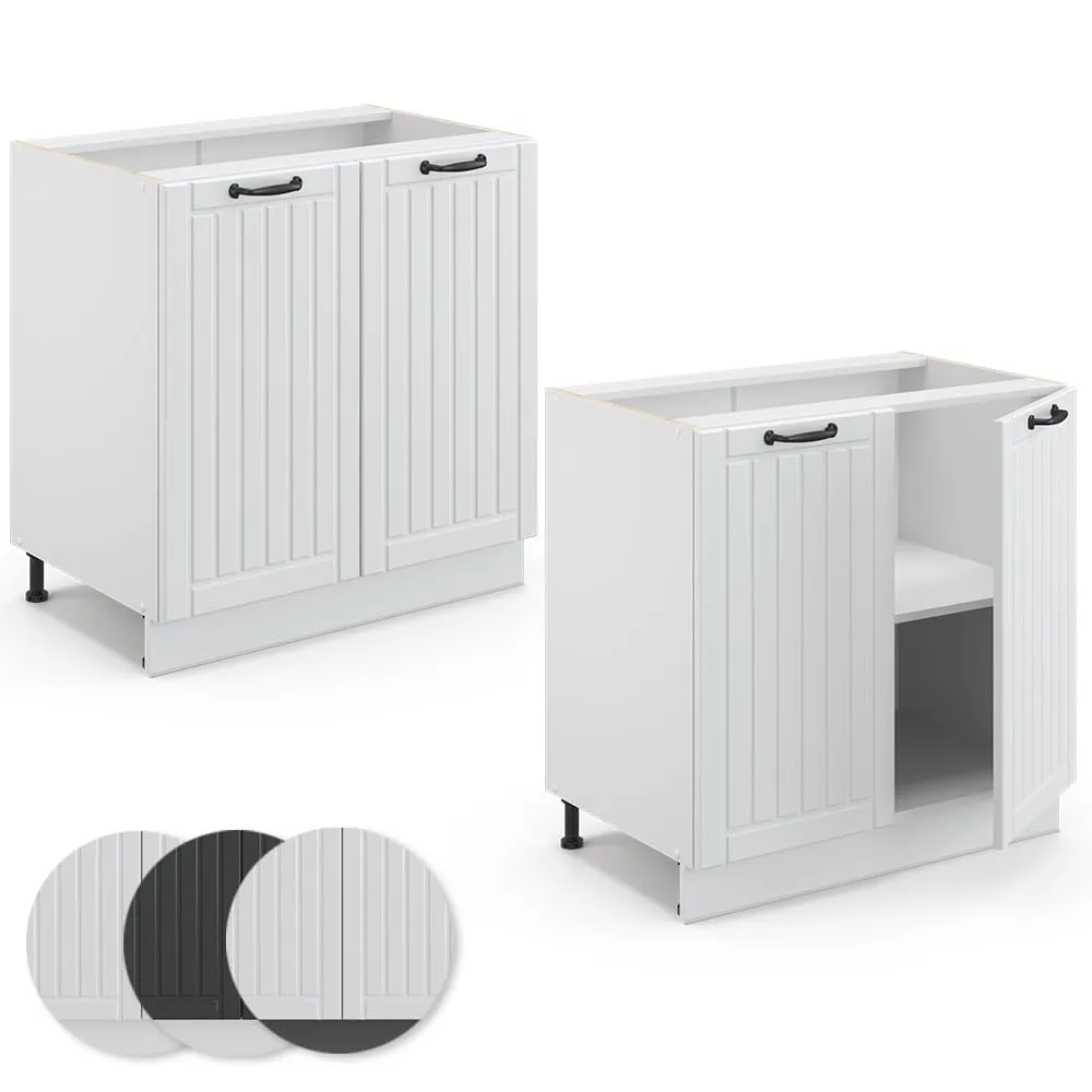 Vicco Fame-Line Mobiletto base cucina, Bianco country/Bianco, 80 cm - immagine 6