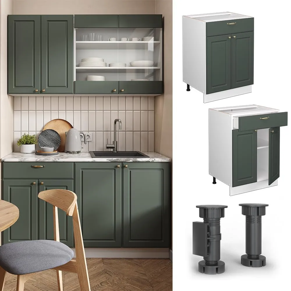 Vicco Mobiletto Base per Cucina Fame-Line, Verde-oro Country, 60 cm - immagine 4