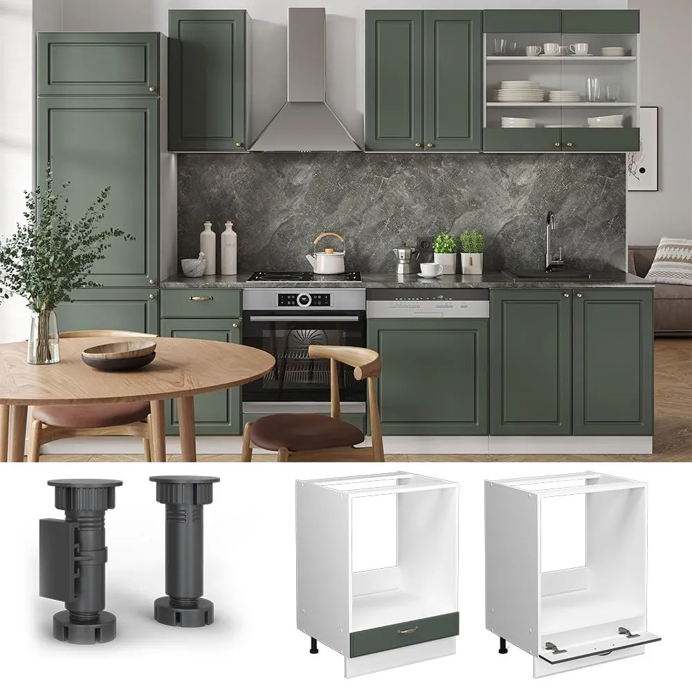 Vicco Fame-Line Mobile per forno da incasso, Verde-oro country, 60 cm - immagine 4