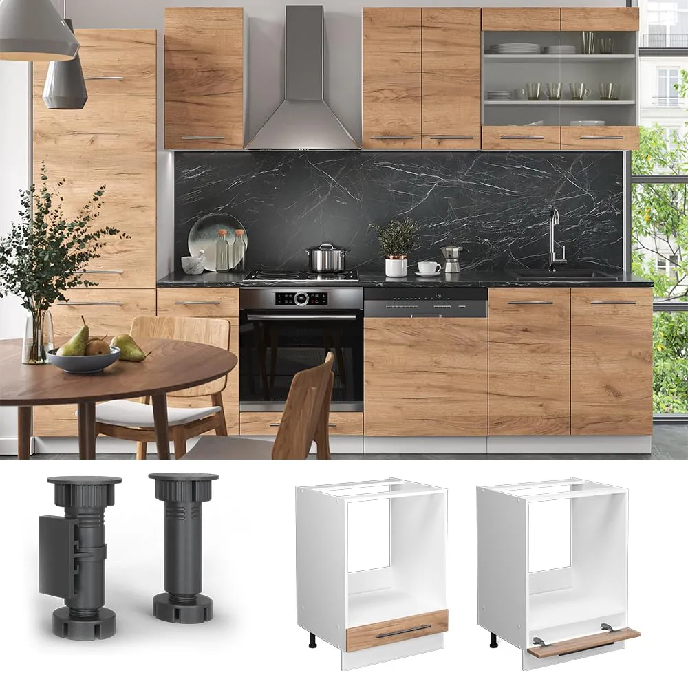 Vicco Mobile per forno da incasso Fame-Line, Rovere dorato, 60 cm - immagine 4