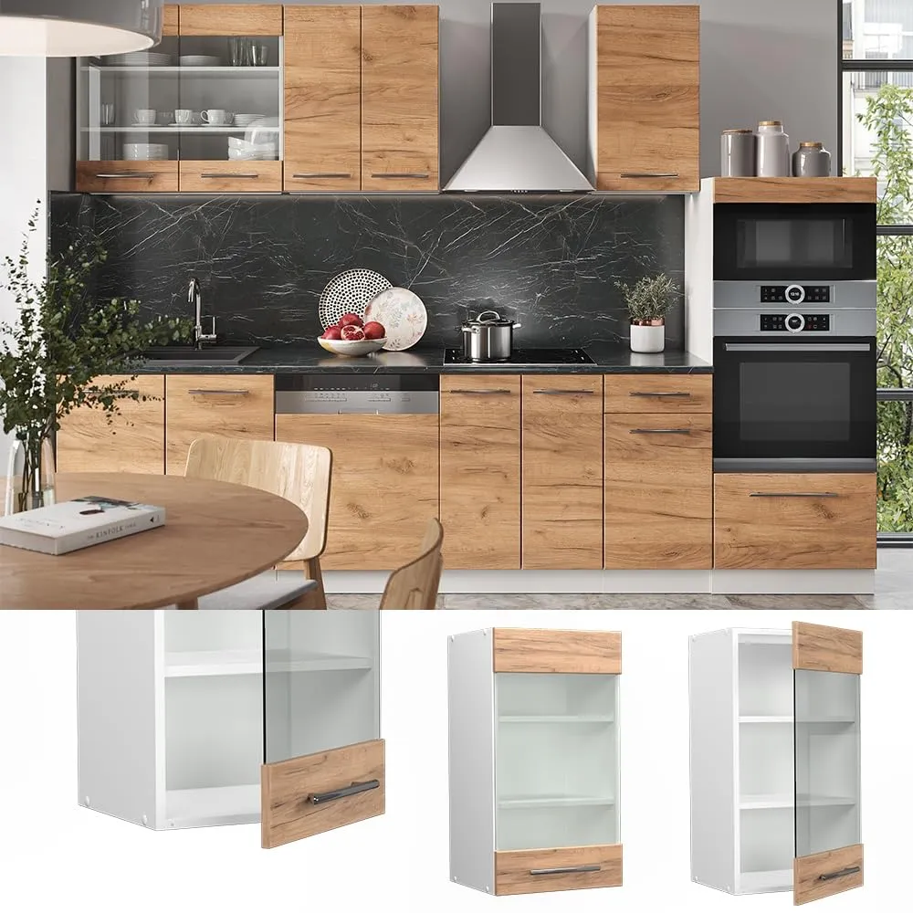 Vicco Mobile da cucina in vetro Fame-Line, Rovere dorato, 40 cm - immagine 2