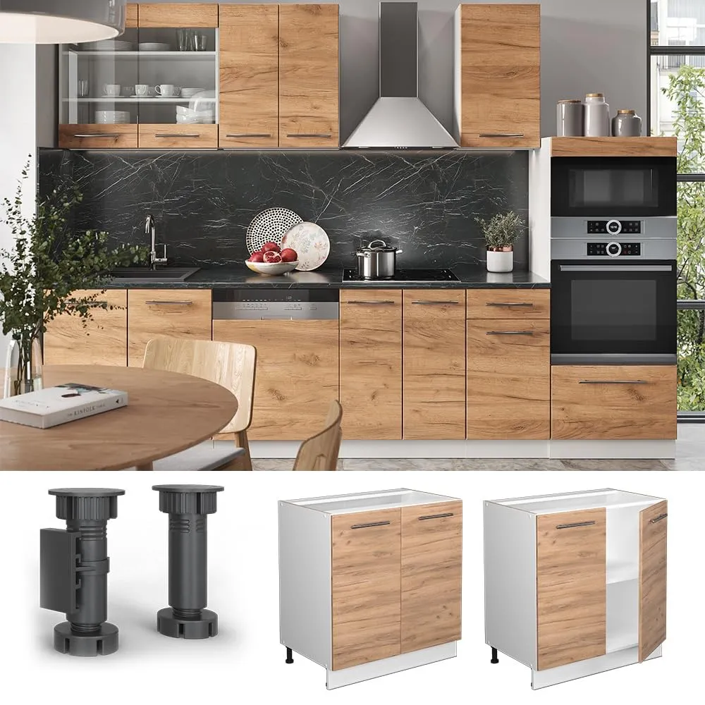 Vicco Mobiletto base cucina Fame-Line, Rovere dorato/Bianco, 80 cm - immagine 4