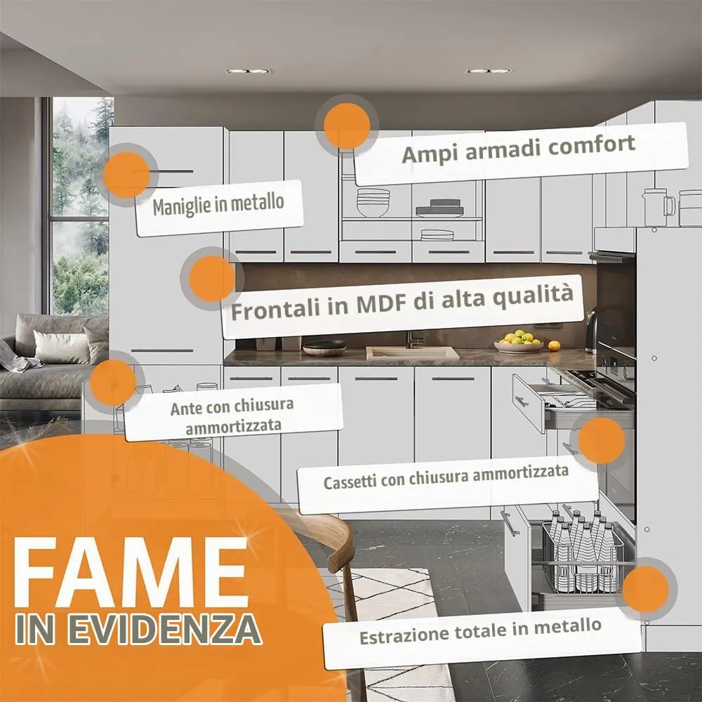 Vicco Mobile Lavello Cucina Fame-Line, Rovere Dorato, 80 cm - immagine 3