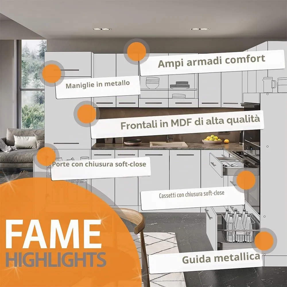 Vicco Mobile Lavello Cucina Fame-Line, Rovere Dorato, 80 cm - immagine 9