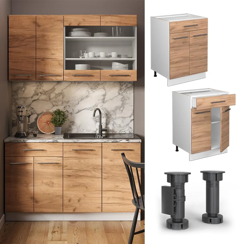 Vicco Mobiletto base per cucina Fame-Line, Rovere dorato, 60 cm - immagine 4