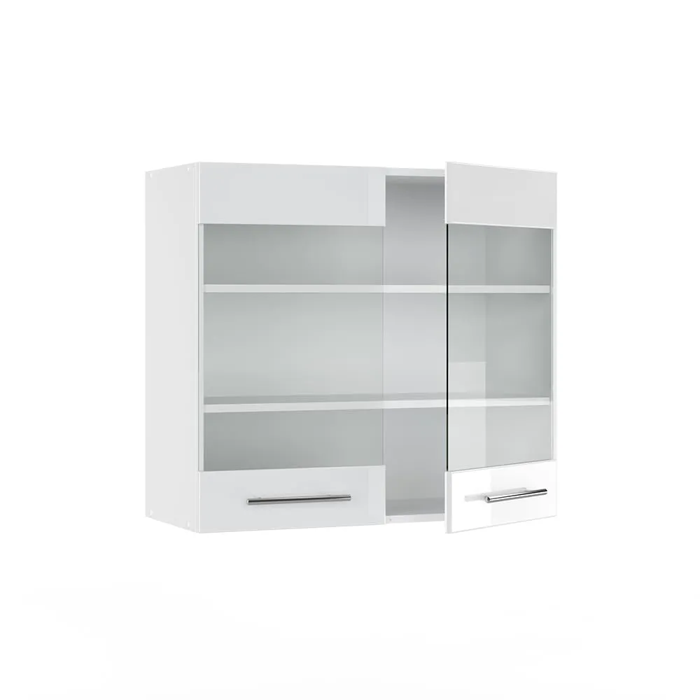 Vicco Fame-Line Mobile da Cucina in Vetro, Bianco Lucido, 80 cm - immagine 4