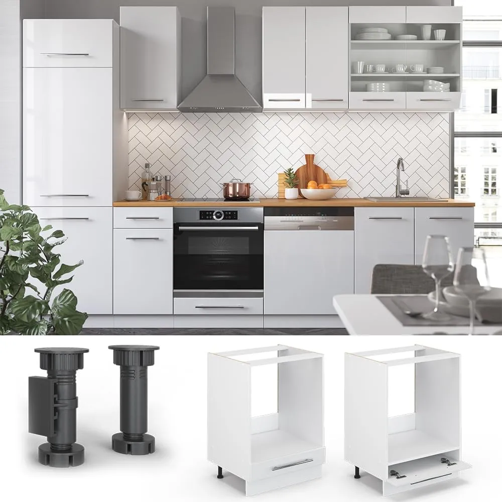 Vicco Mobile per forno da incasso Fame-Line, Bianco lucido, 60 cm - immagine 4
