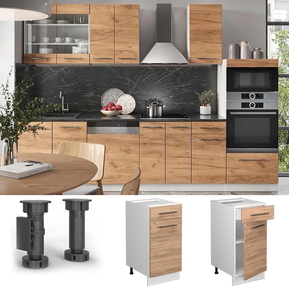 Vicco Mobiletto base per cucina Fame-Line, Rovere dorato, 40 cm - immagine 4