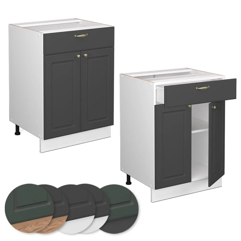 Vicco Mobiletto Base per Cucina Fame-Line, Antracite-oro, 60 cm - immagine 6
