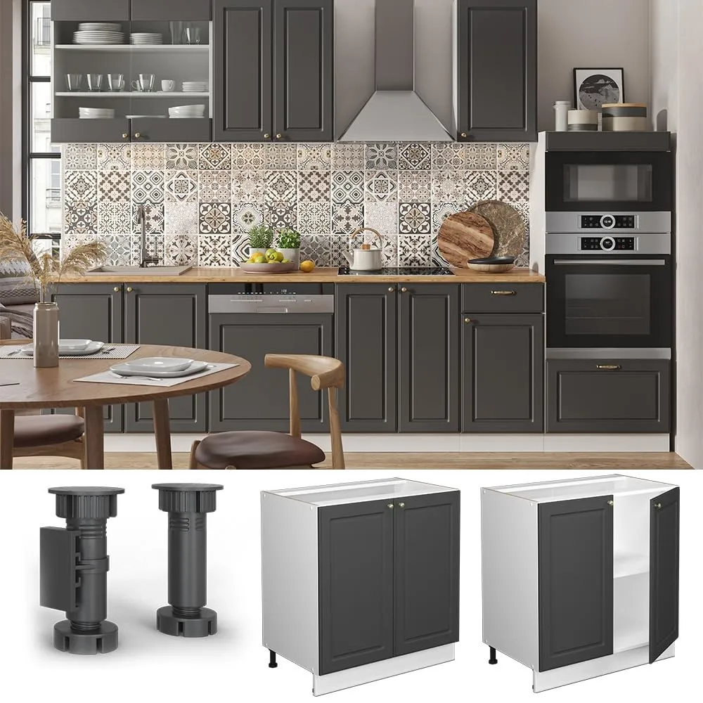 Vicco Mobiletto base cucina Fame-Line, Oro-antracite Country/Bianco, 80 cm - immagine 4