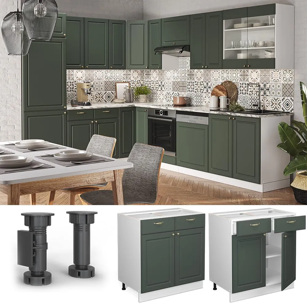 Vicco Mobiletto base per cucina Fame-Line, Verde-oro country, 80 cm - immagine 4