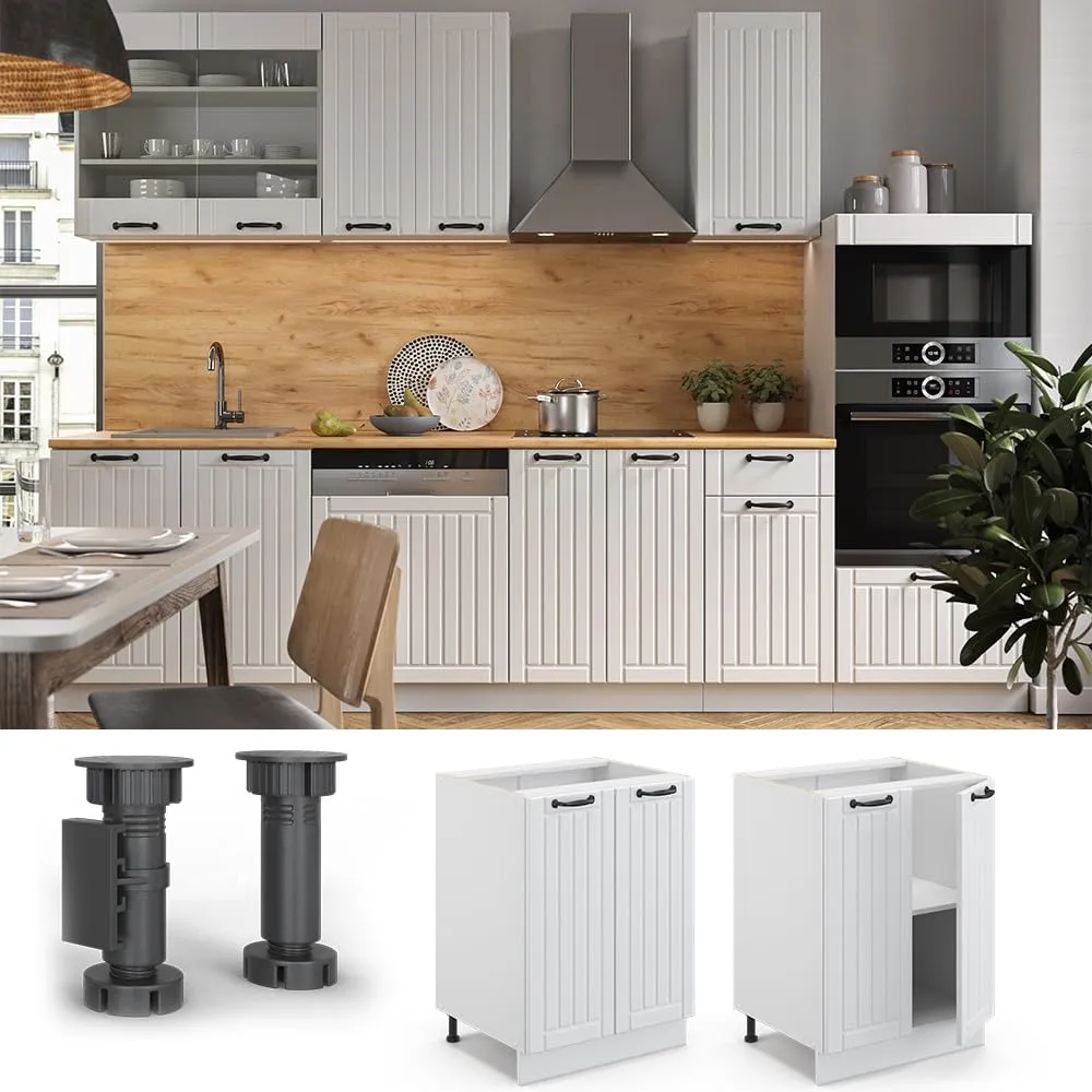 Vicco Mobiletto Base Cucina Fame-Line, Bianco Country, 60 cm - immagine 4