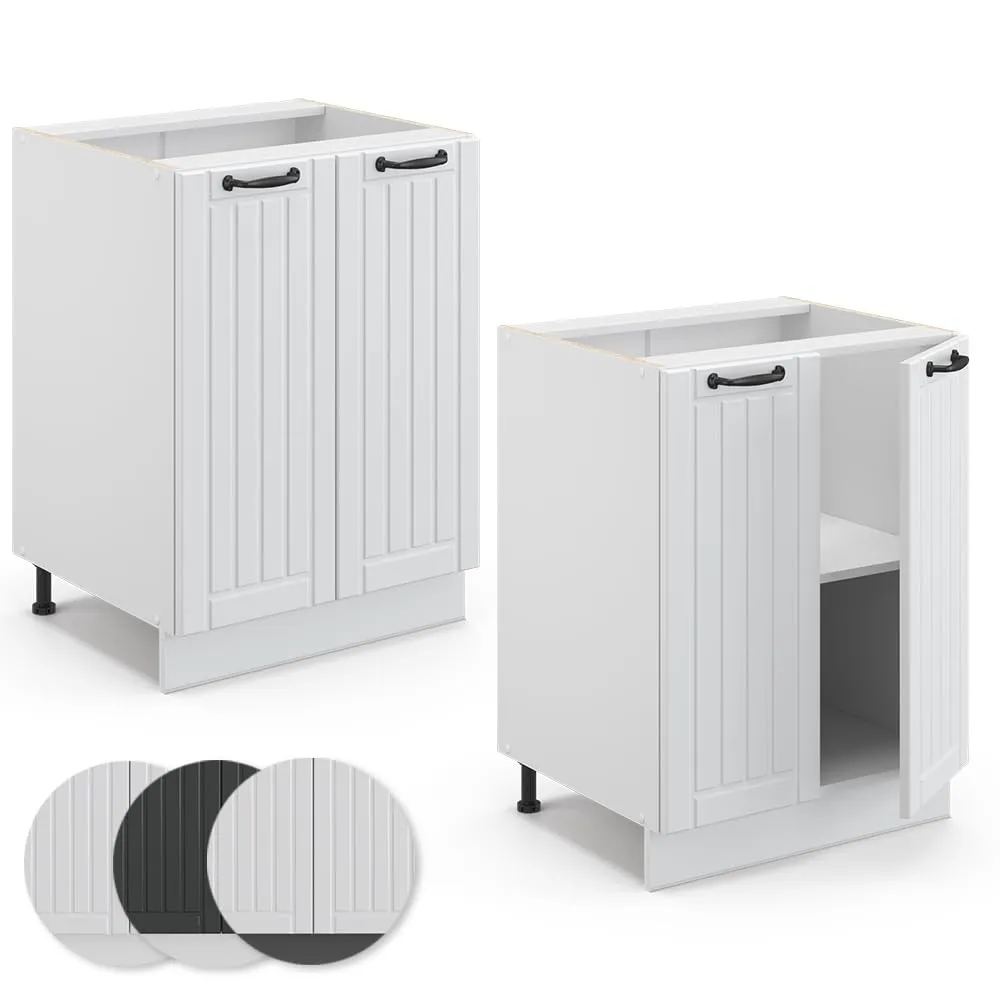 Vicco Mobiletto Base Cucina Fame-Line, Bianco Country, 60 cm - immagine 6