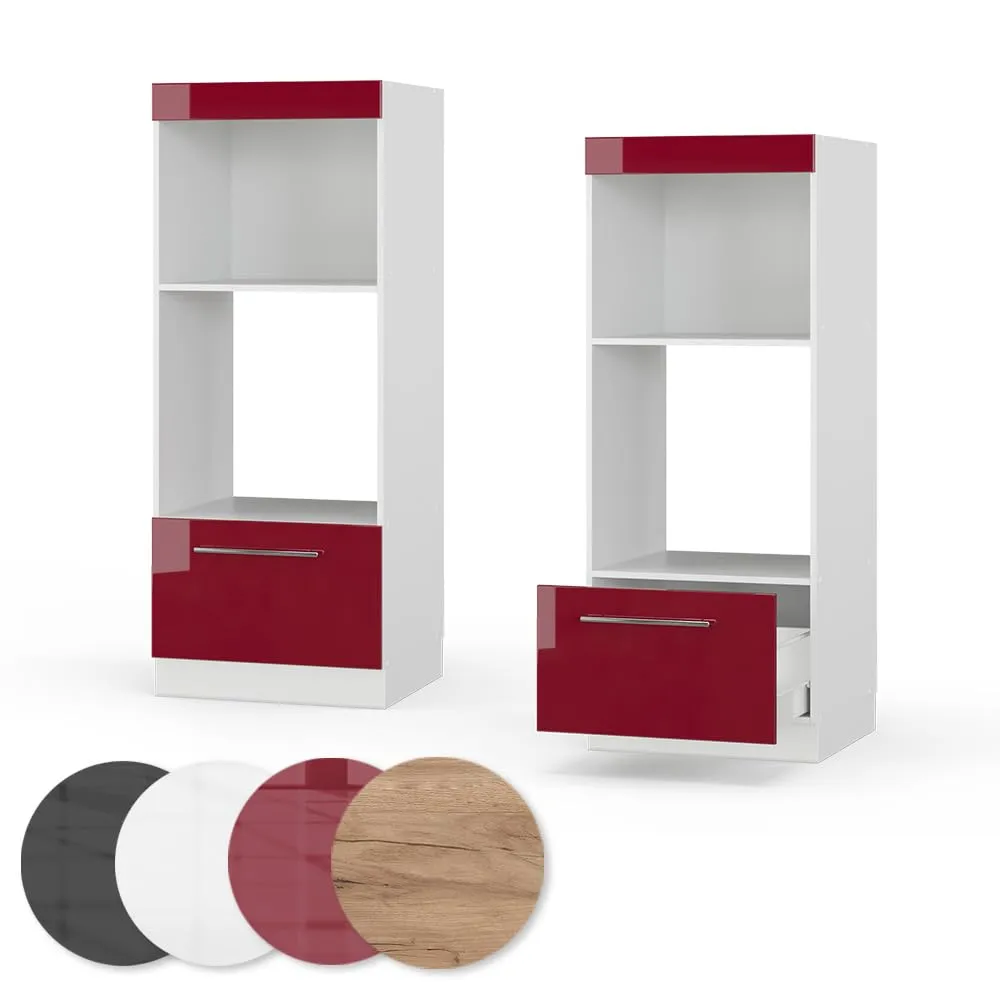 Vicco Mobile cucina microonde Fame-Line, Bordeaux lucido, 60 cm - immagine 5