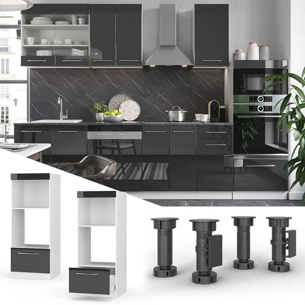 Vicco Mobile Cucina Microonde Fame-Line, Antracite Lucido, 60 cm - immagine 2