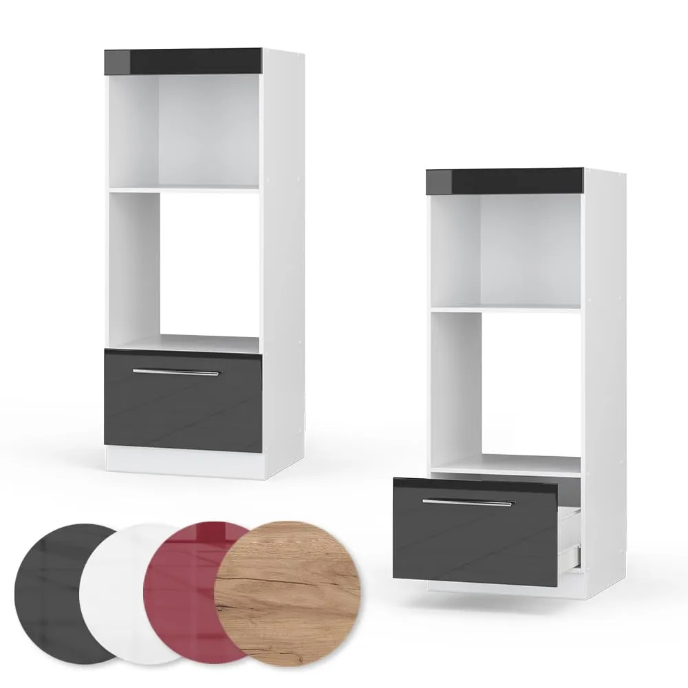 Vicco Mobile Cucina Microonde Fame-Line, Antracite Lucido, 60 cm - immagine 5