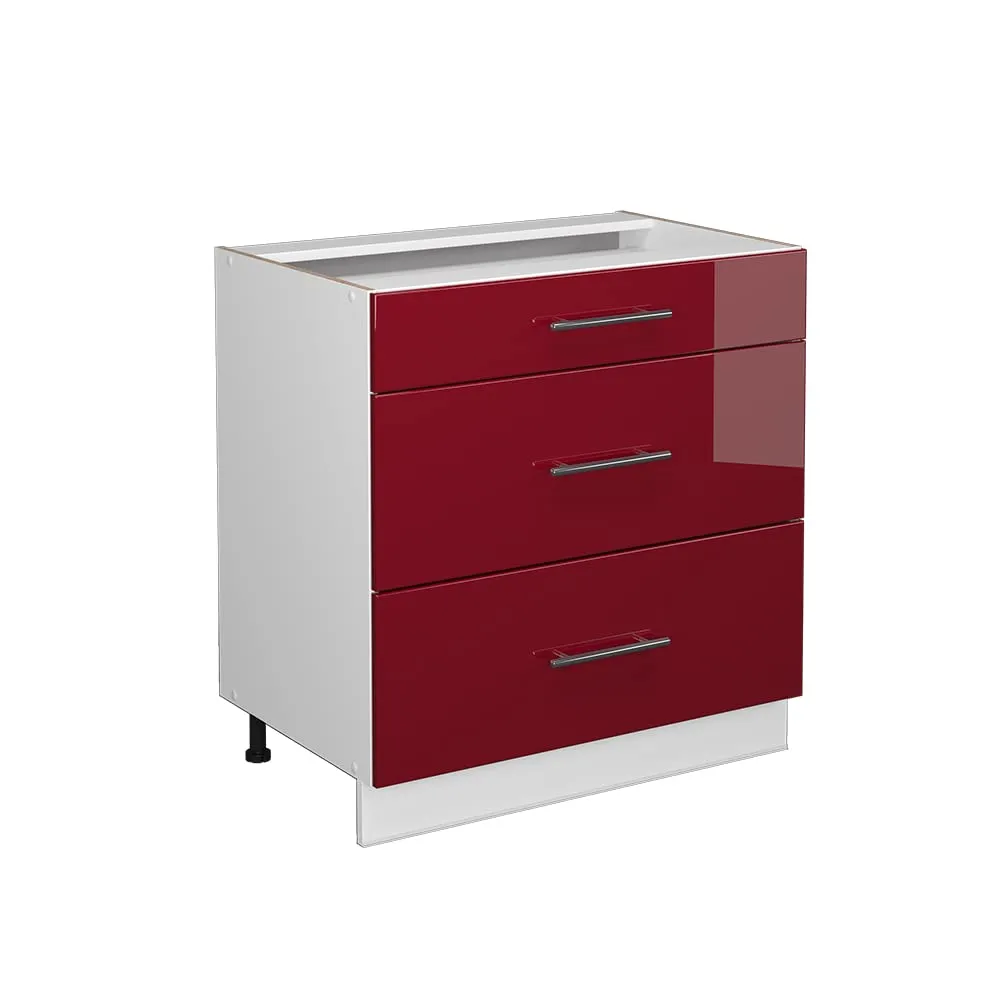 Vicco Fame-Line Mobiletto base per cucina, Bordeaux lucido, 80 cm - immagine 1