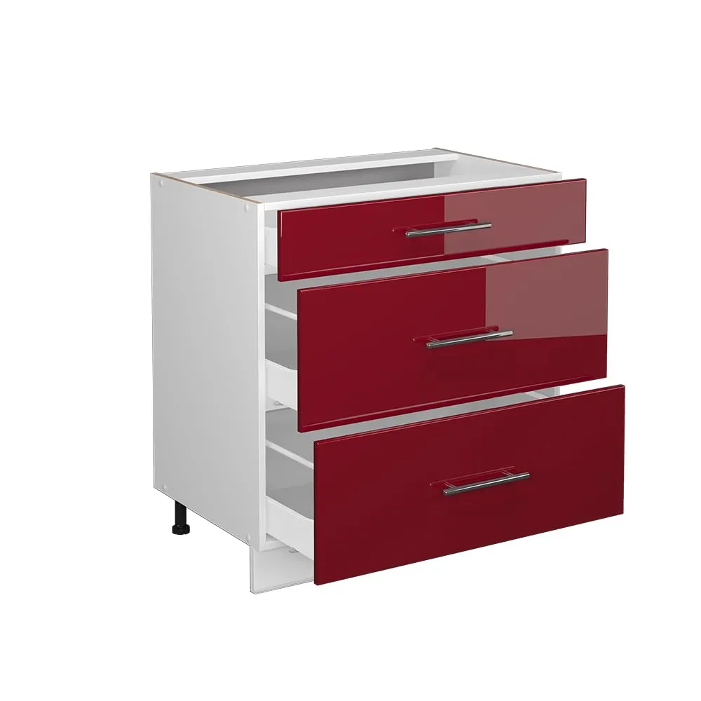 Vicco Fame-Line Mobiletto base per cucina, Bordeaux lucido, 80 cm - immagine 5