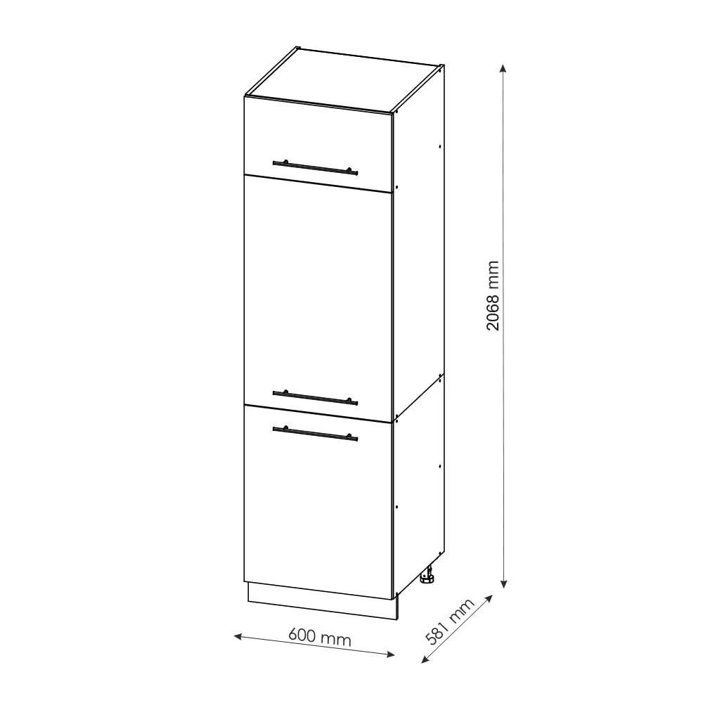 Vicco Armadio Frigorifero Fame-Line, Rovere Dorato, 60 cm - immagine 3
