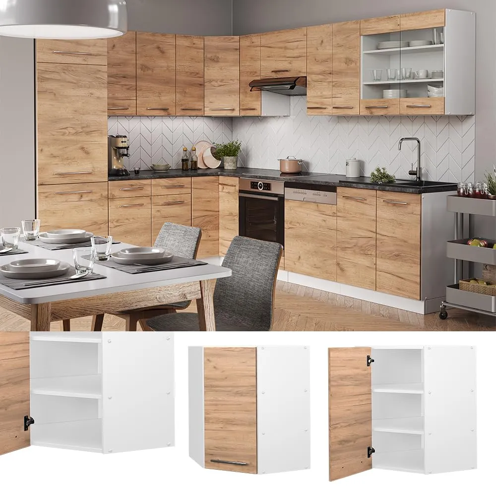 Vicco Pensile Angolare da Cucina Fame-Line, Rovere Dorato, 57 cm - immagine 2