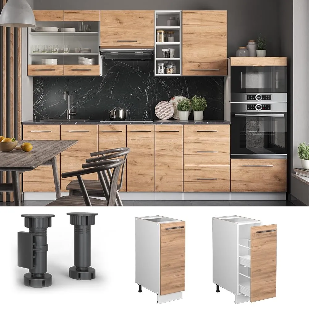 Vicco Fame-Line Dispensa Cucina con Cassetto Estraibile, Rovere Dorato, 30 cm - immagine 4