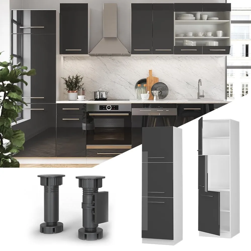 Vicco Mobile Cucina Dispensa Fame-Line, Antracite Lucido/Bianco, 60 cm - immagine 2