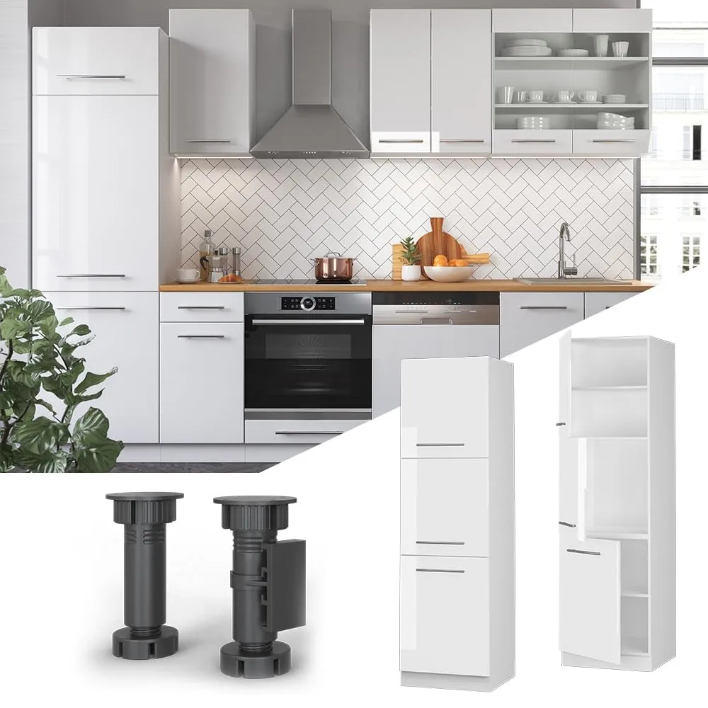 Vicco Mobile Cucina Dispensa Fame-Line, Bianco Lucido/Bianco, 60 cm - immagine 2