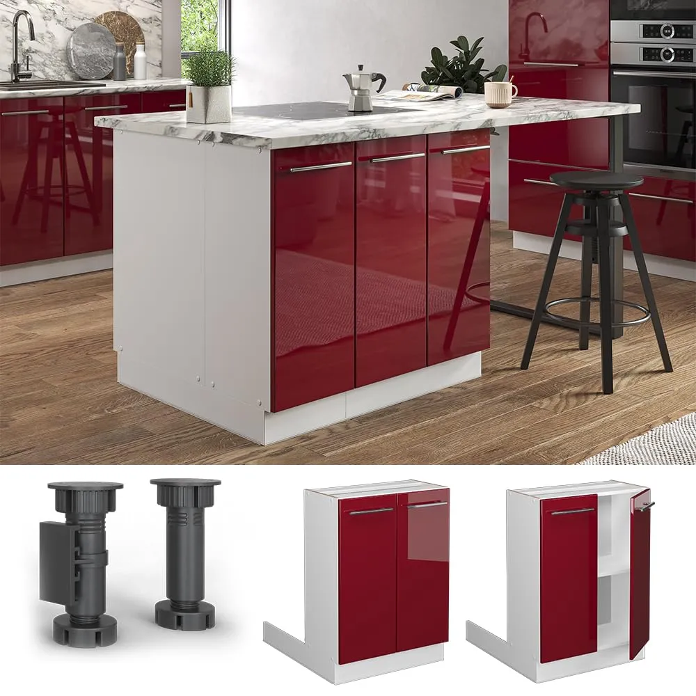 Vicco Isola Cucina Fame-Line, Bordeaux Lucido, 60 cm - immagine 2