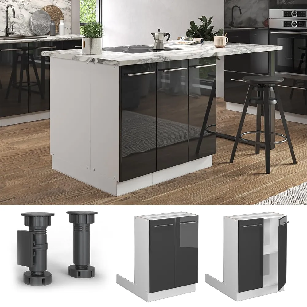 Vicco Isola Cucina Fame-Line, Antracite Lucido, 60 cm - immagine 2