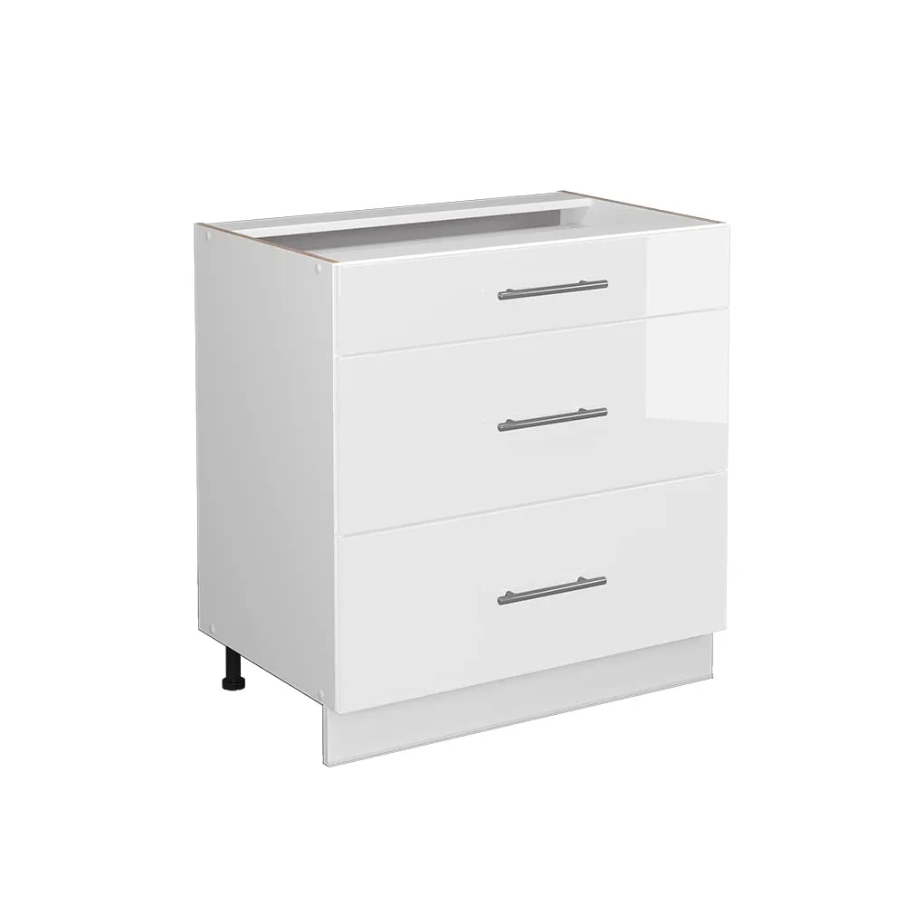 Vicco Mobiletto base per cucina Fame-Line, Bianco lucido/Bianco, 80 cm - immagine 1