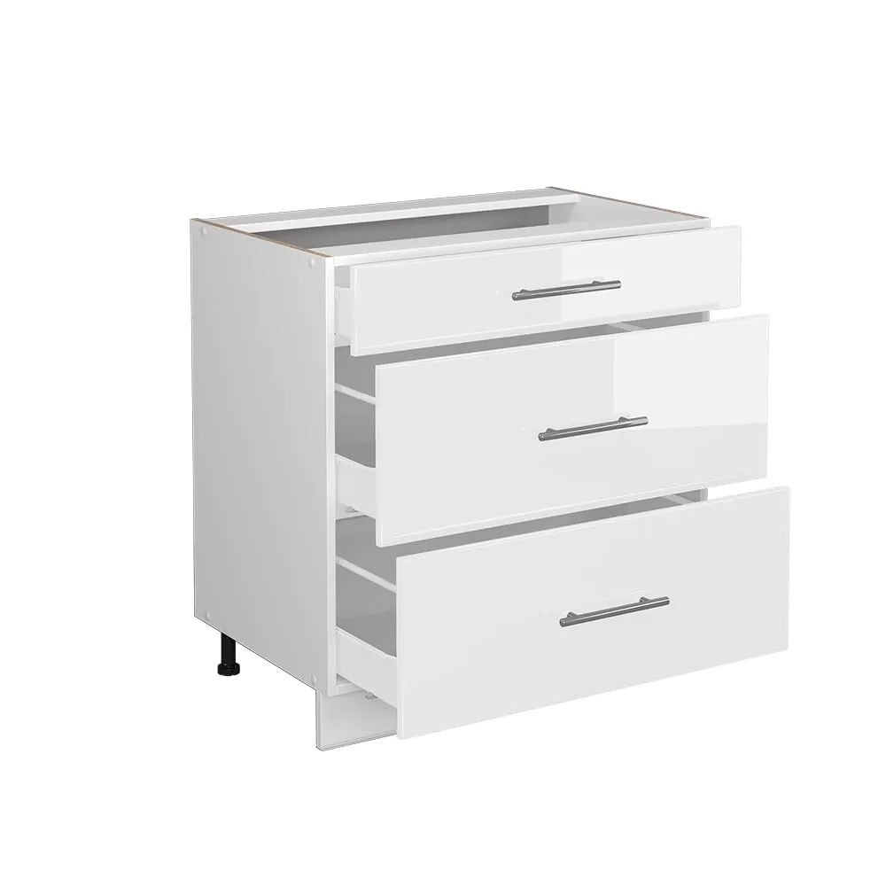 Vicco Mobiletto base per cucina Fame-Line, Bianco lucido/Bianco, 80 cm - immagine 5