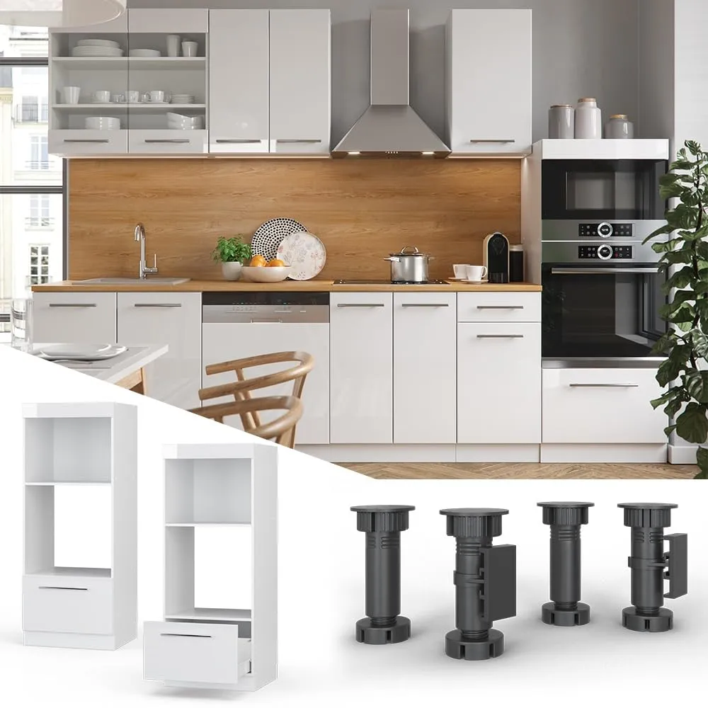 Vicco Mobile Cucina Microonde Fame-Line, Bianco Lucido, 60 cm - immagine 2