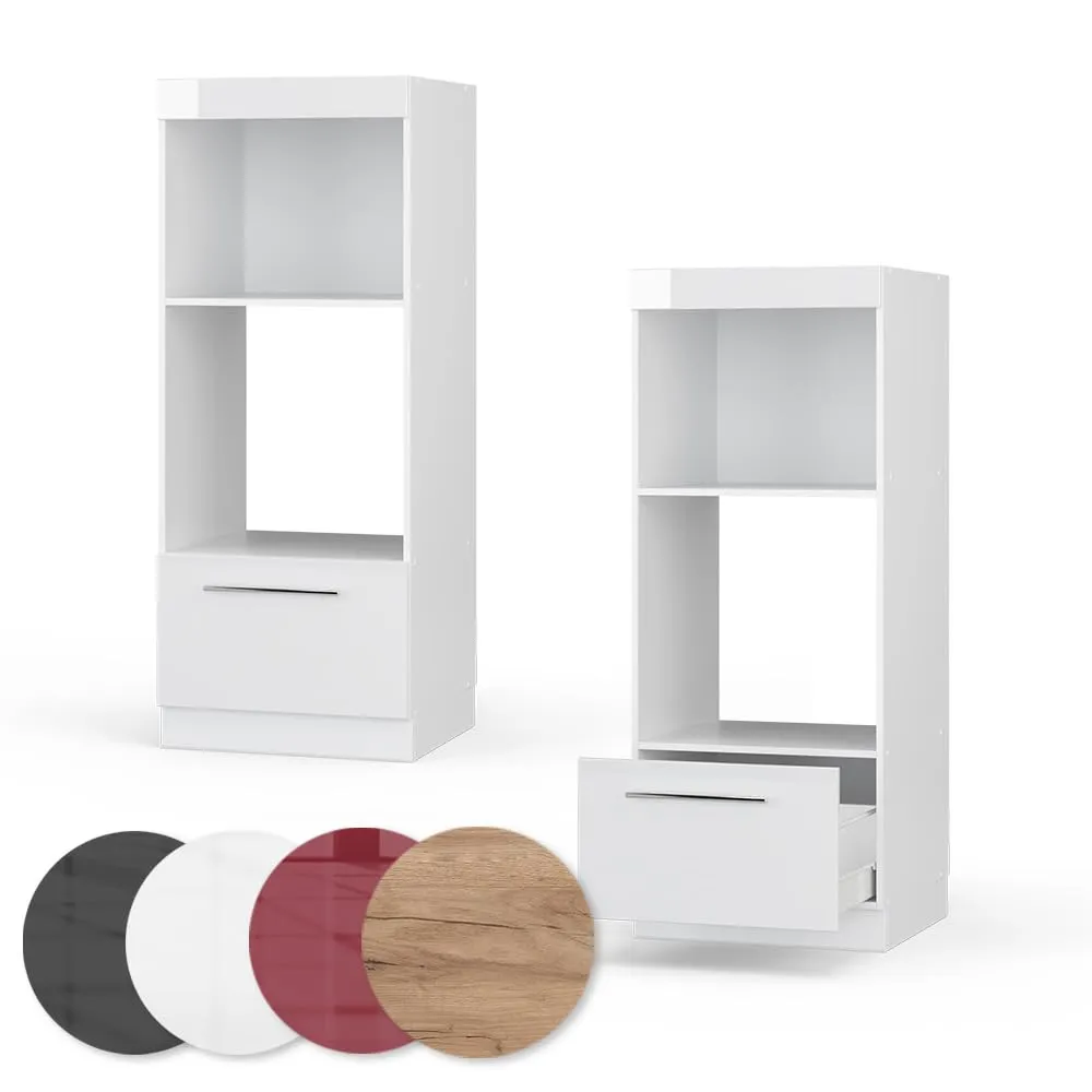 Vicco Mobile Cucina Microonde Fame-Line, Bianco Lucido, 60 cm - immagine 4