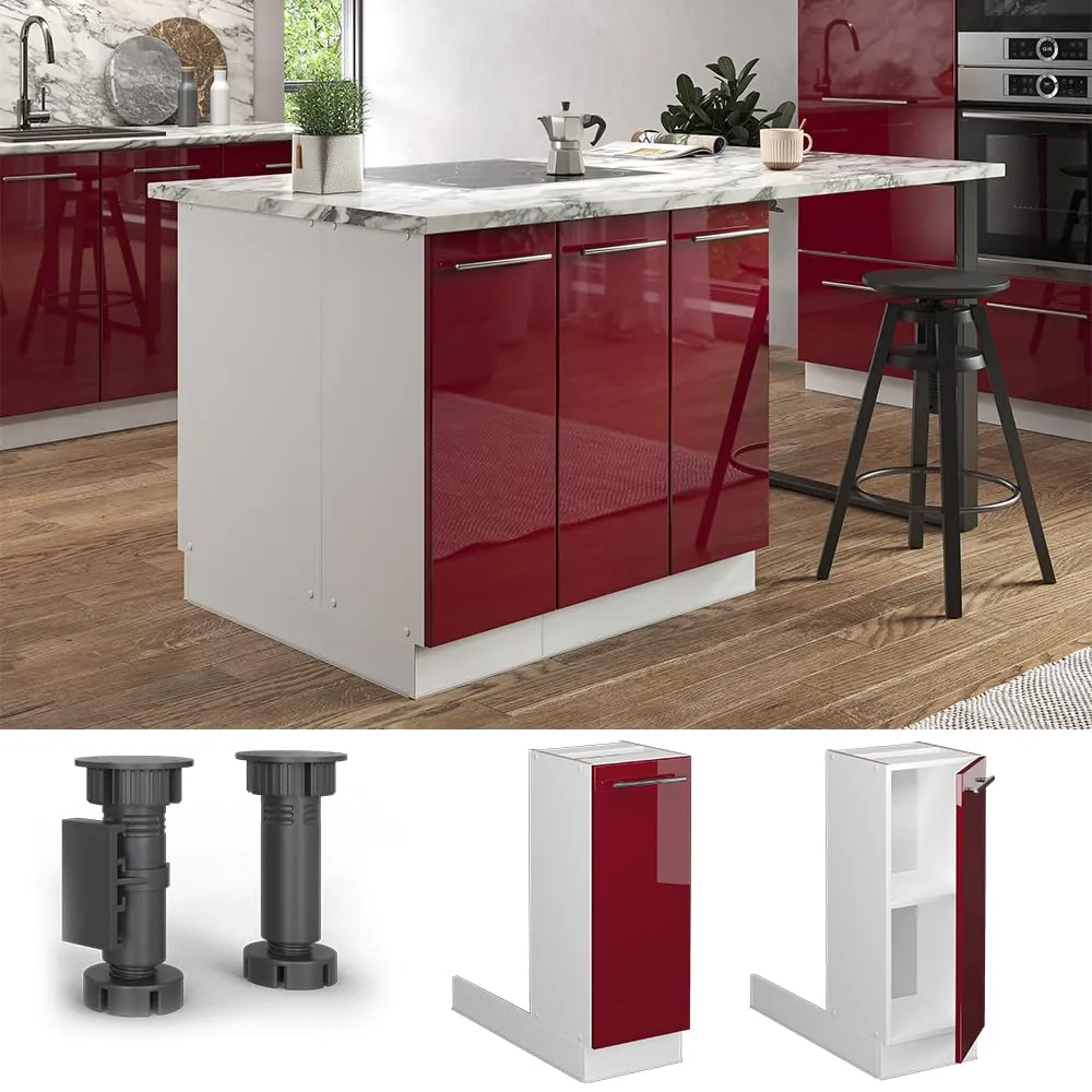 Vicco Isola cucina Fame-Line, Bordeaux lucido, 30 cm - immagine 2